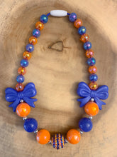 Load image into Gallery viewer, Orange & Blue Bows Necklace