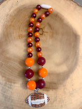 Load image into Gallery viewer, Maroon and Orange Football Necklace