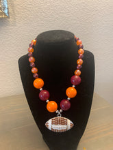 Load image into Gallery viewer, Maroon and Orange Football Necklace